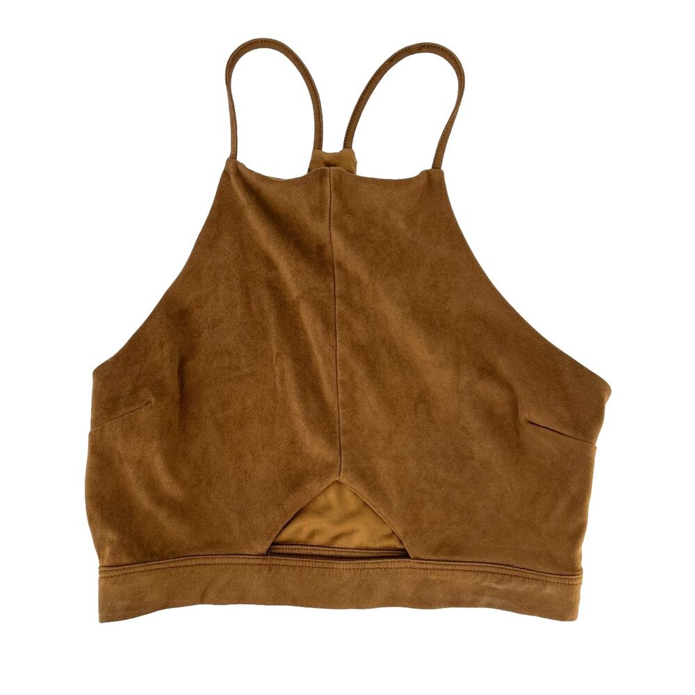 Kendall and Kylie Vegan Suede High Neck Crop Top- Size S